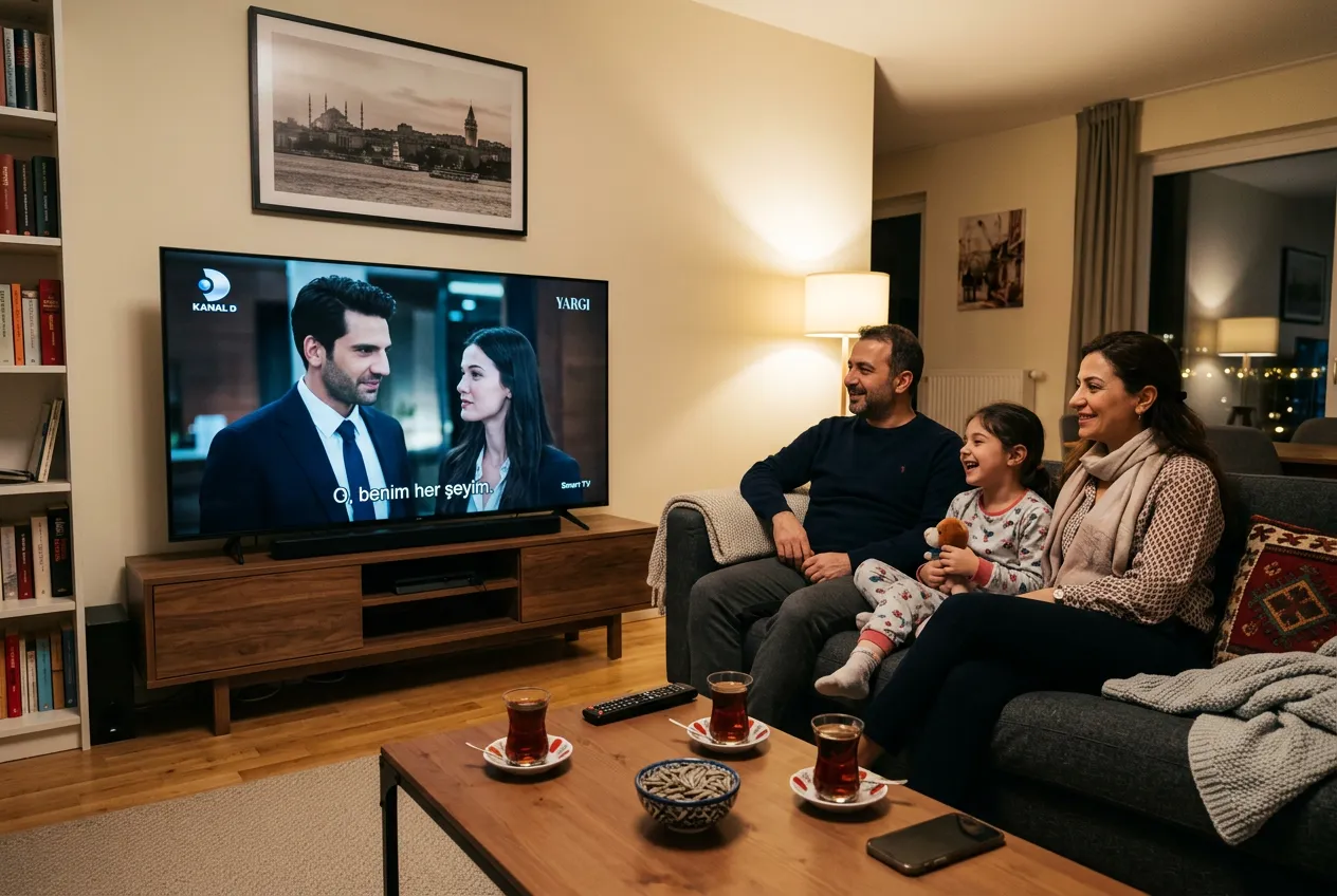 Turkish family abroad watching Kanal D dizi via IPTV