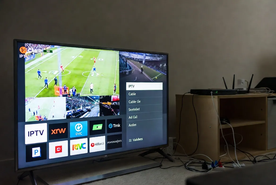 TV showing IPTV vs cable comparison — illustrating cable industry revenue drop in 2026