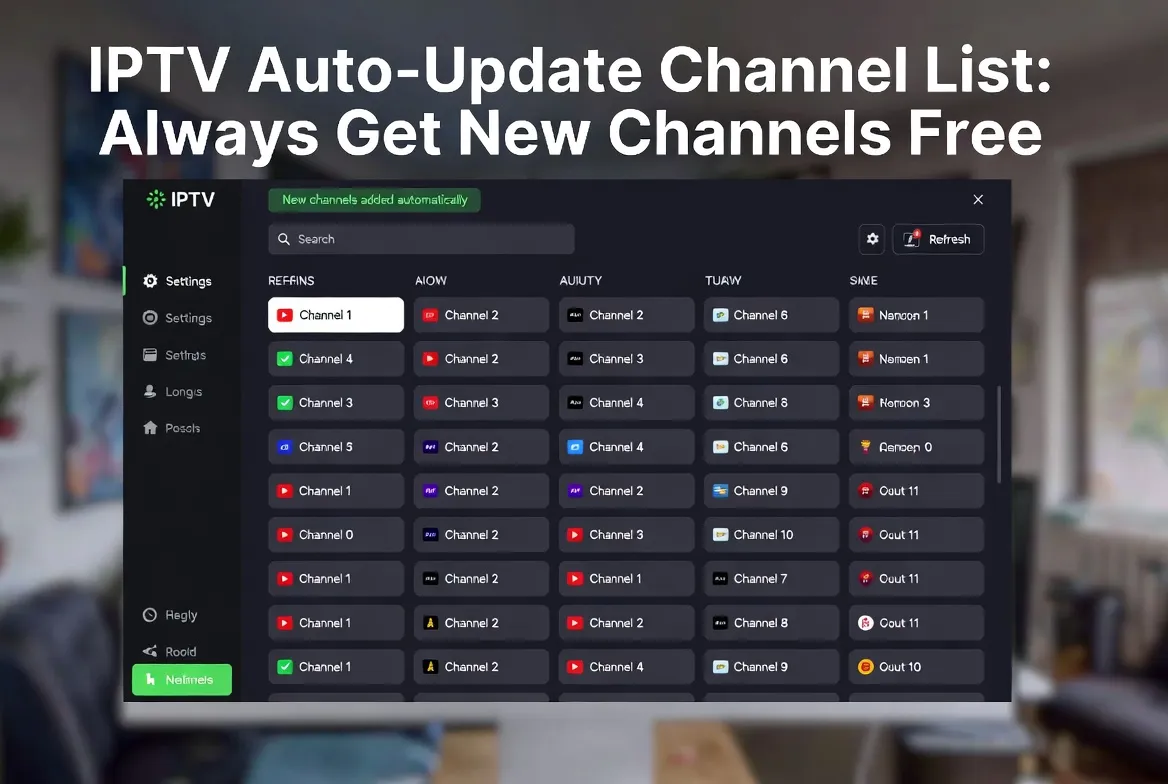 IPTV auto-update channel list interface showing new channels added automatically