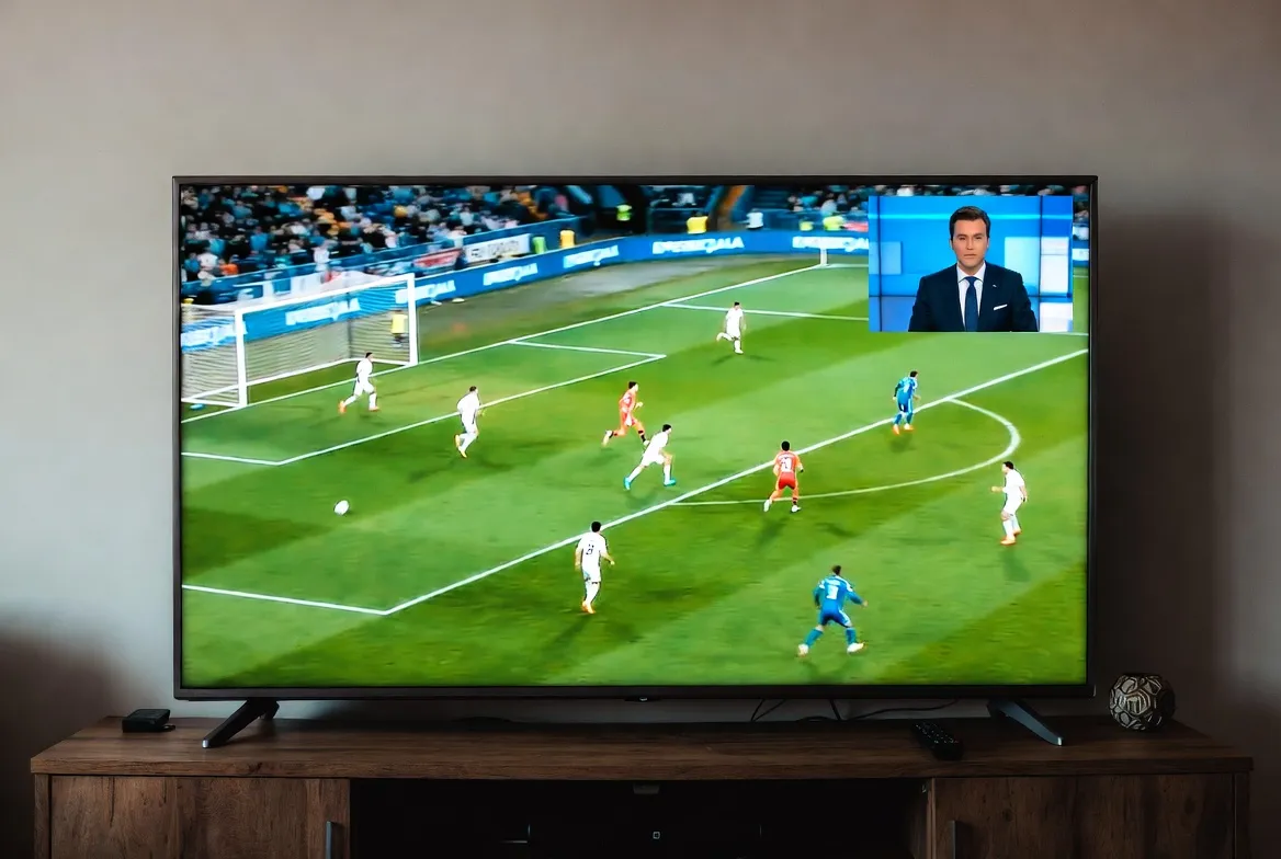 IPTV picture-in-picture watching football match and news anchor simultaneously