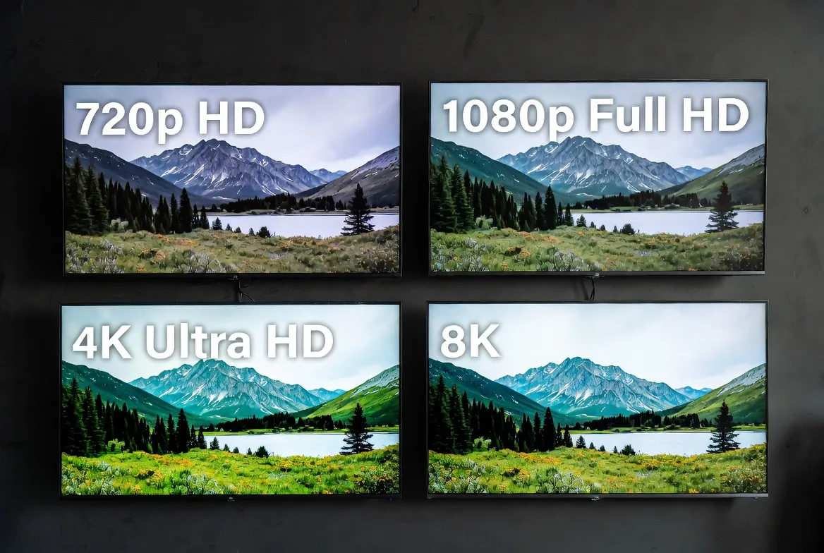 IPTV resolution comparison — 720p vs 1080p vs 4K vs 8K