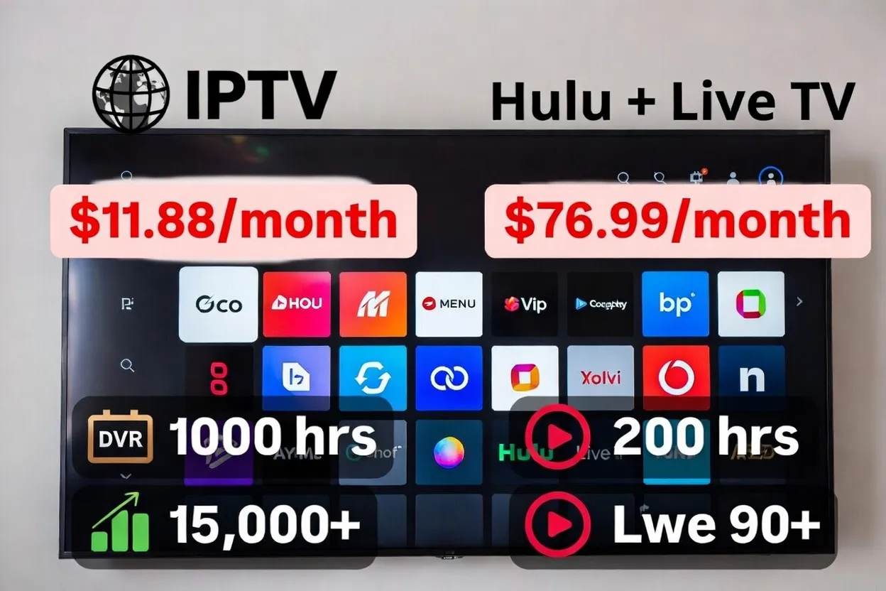 IPTV vs Hulu + Live TV pricing channels and DVR comparison 2026