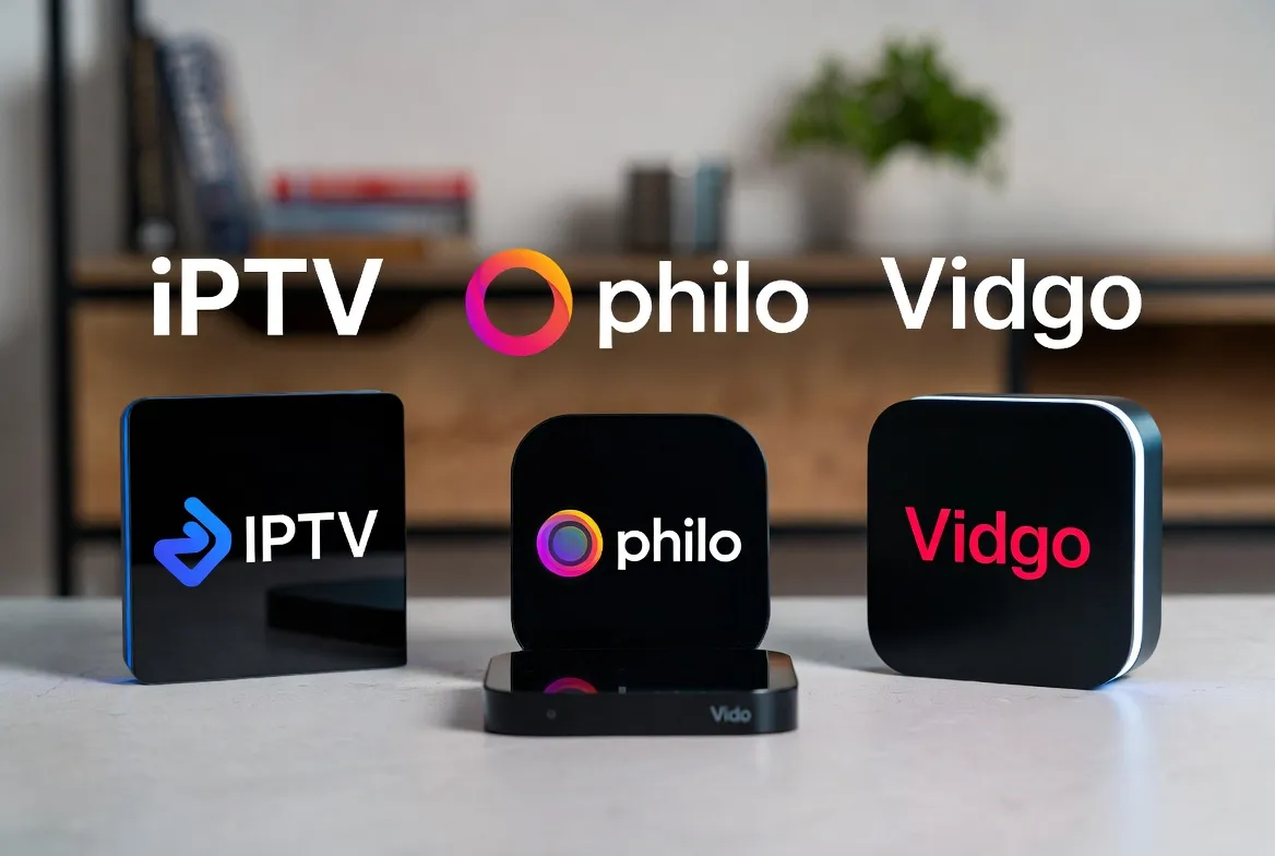IPTV, Philo and Vidgo streaming boxes side by side for a budget comparison